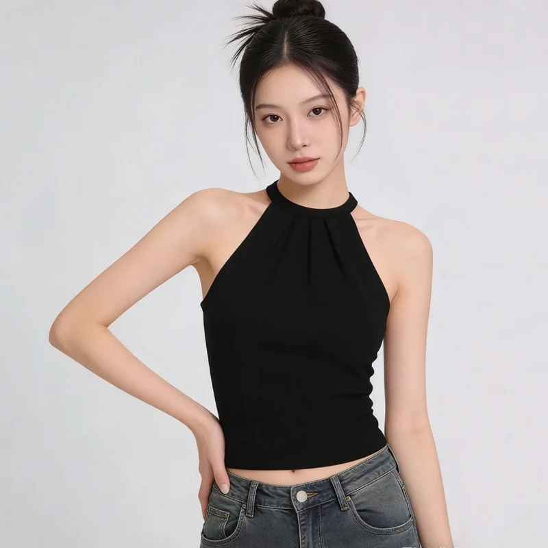 Design Sensual Shoulder-Hugging Strap Vest Women Spring Outerwear Sexy Atmosphere Inner Match Base Sleeveless Top
