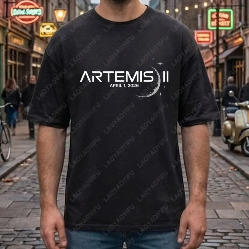 The Artemis II Moon Mission Launch in April 2026 Graphic T-shirt 100% Cotton Short Sleeeve Casual Soprts Tshirt Outdoor Clothing
