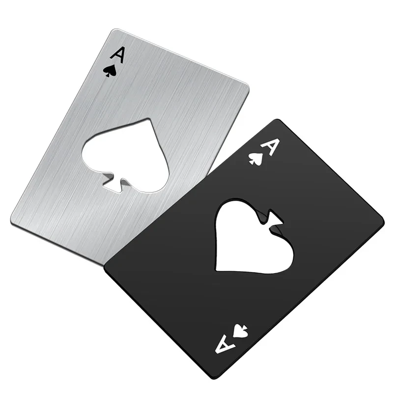 1/3Pcs Beer Bottle Picker Opener Creative Pocket Poker Metal Credit Card Bottle Opener Black Peach A Stainless Steel image 5