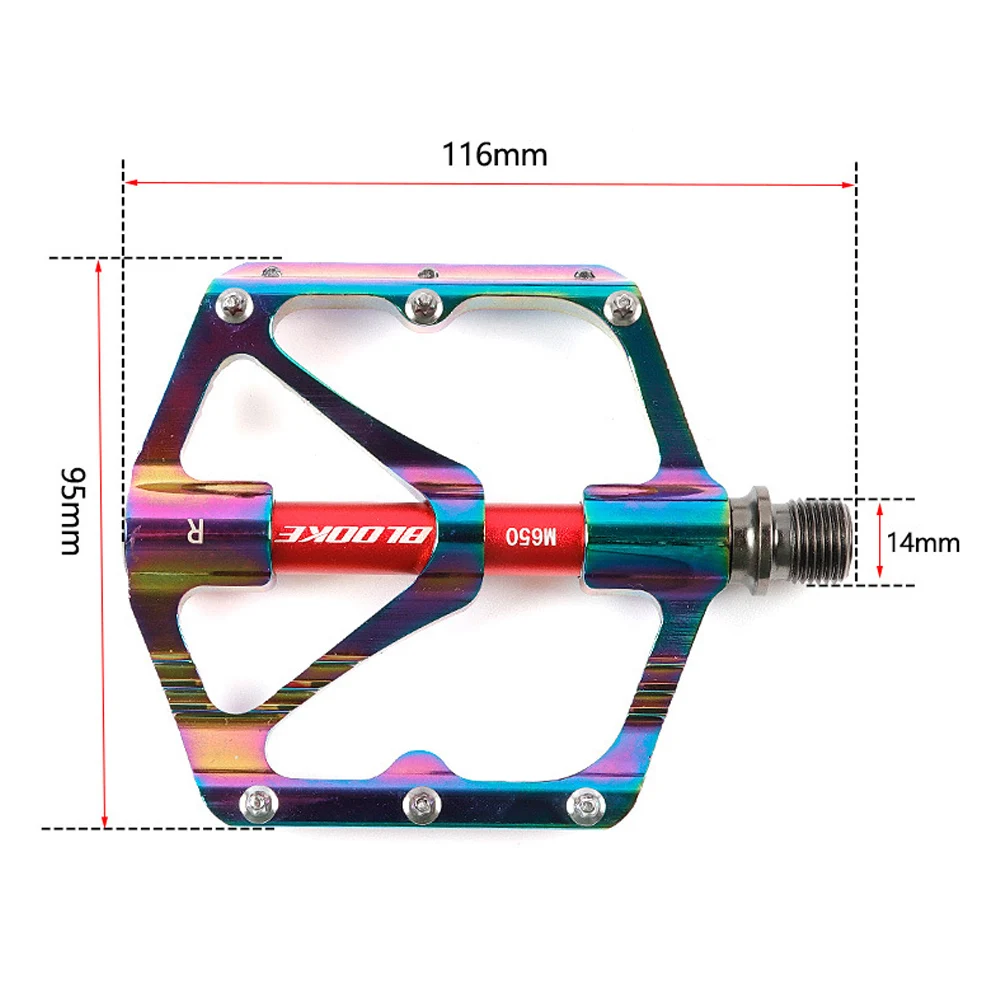 BLOOKE-Ultralight Bicycle Pedal, Aluminum Alloy, 3 Peilin Plated, Colorful, M650 Mountain Racing Bicycle, Large Tread Bearing