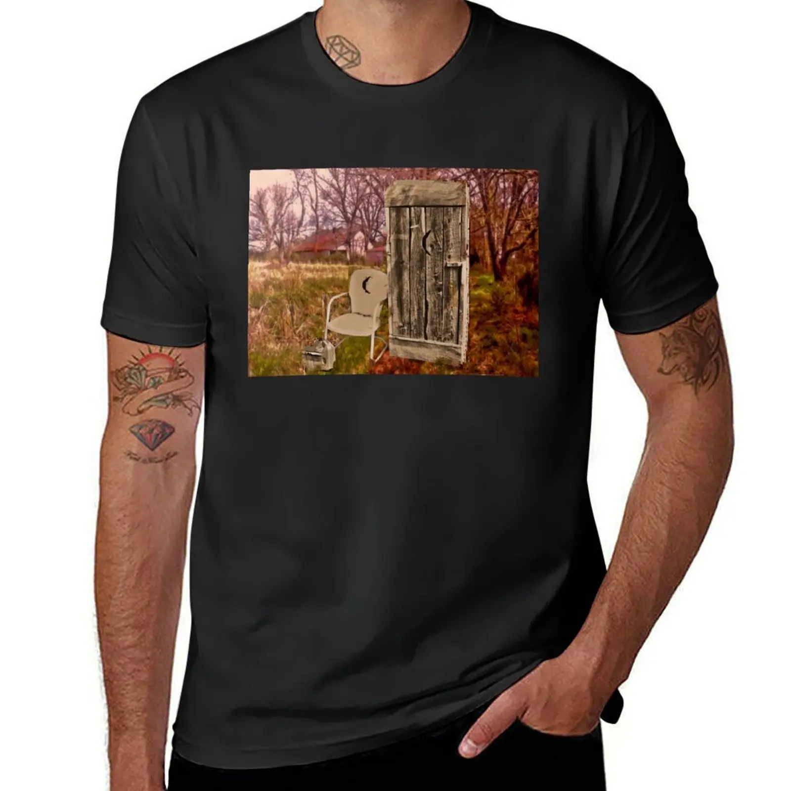 Quarter-Moon Chair and Matching Outhouse, Photo, for prints and products T-Shirt summer top anime big and tall t shirts for men