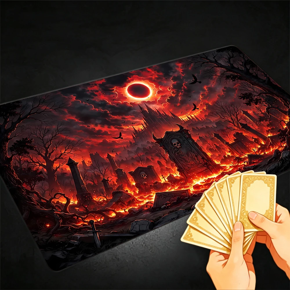 Mystical Skeleton Realm TCG Playmat Magic Playmat with Stitched Edge Anti-slip base Gathering Gaming Mat Trading Card Game