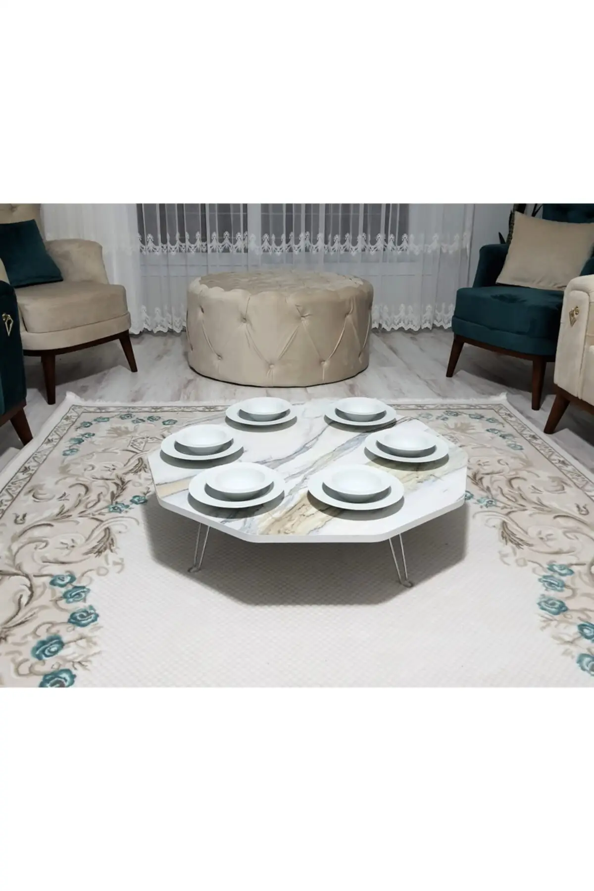 New Model marble patterned prism corner floor table with marble pattern