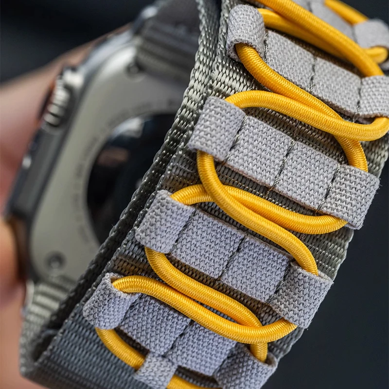 Спортивный ремешок для Apple Watch Ultra 2 10 9 8 7 6 SE 5 4 Открытый нейлоновый браслет Ремешок для iWatch 38 мм 40 мм 41 мм 42 мм 45 мм 46 мм 49 мм