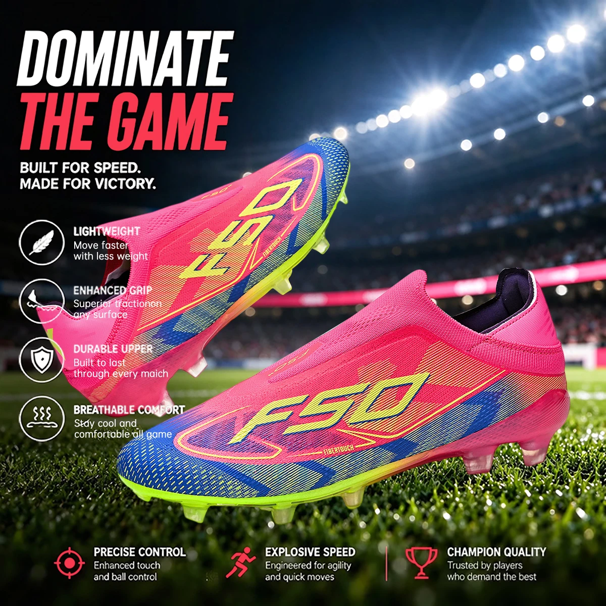 Men AG FG Soccer Cleats Comfort PU Leather Long Studs Anti Wear Sole Artificial Natural Grass Training Footwear