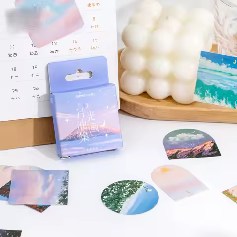 45 Sheets Per Box Oil Painting Landscape Series Stickers Magazine Collage Diy Scrapbook Decoration Student Stationery Stickers