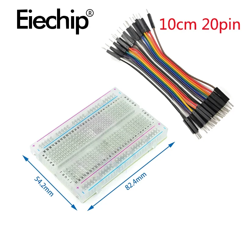 400 Points Solderless PCB Breadboard Mini Test Protoboard 8.5CM x 5.5CM transparent Bread Board Male to Male Dupont Cable DIY