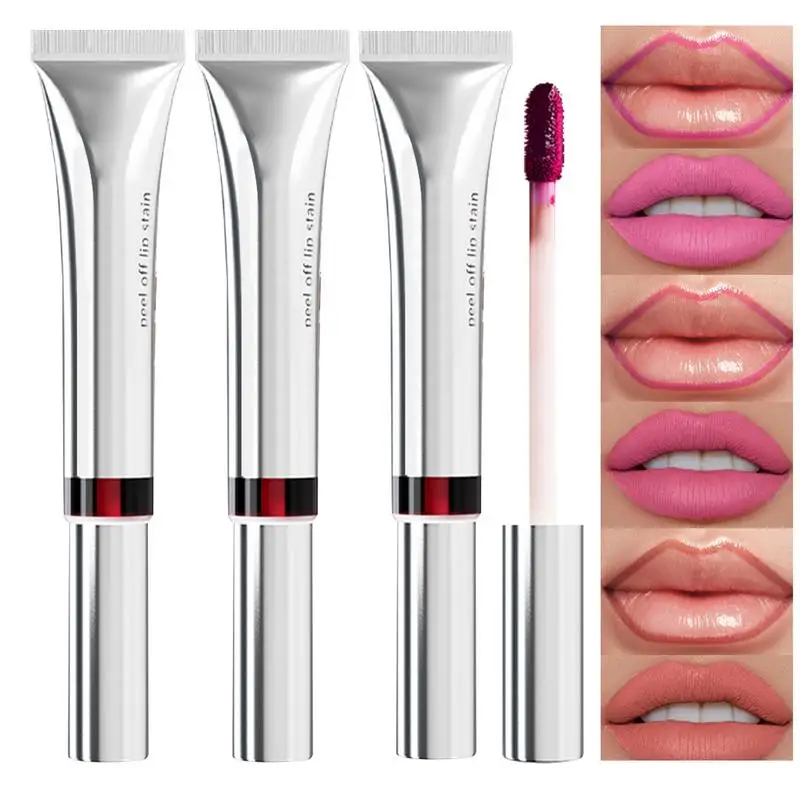 Lip Stain Peel Off Lucidalabbra a lunga durata Set di 3 cosmetici Lip Liner Stain Peel Off per le donne Trucco impermeabile a lunga durata