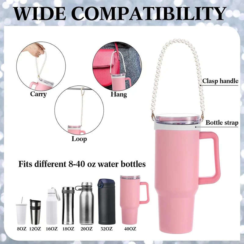 Punho de garrafa de água com alça para Stanley Cup, Universal Cup Holder, Sling Versátil, Parts and Fit, 8-40Oz