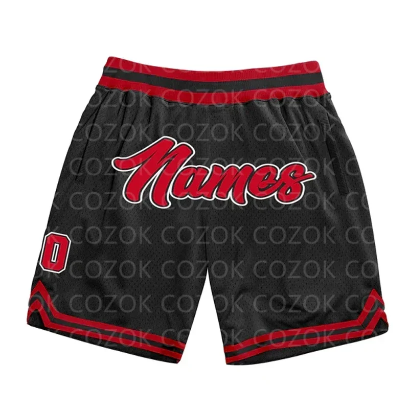 

Custom Black&Red Authentic Basketball Shorts 3D Printed Men Shorts Your Name Mumber Quick Drying Beach Shorts