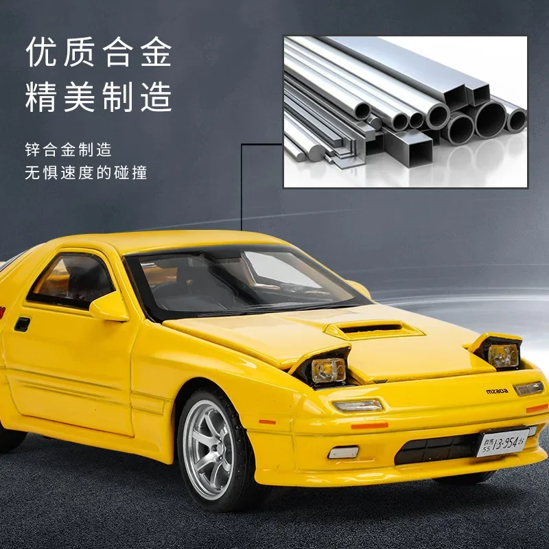 1:32 Mazda RX-7 David sourire voiture Haute Simulation Moulé Sous Pression En Alliage De Métal Modèle de voiture Son Lumière nervure Retour Collection Enfants Jouet Cadeaux