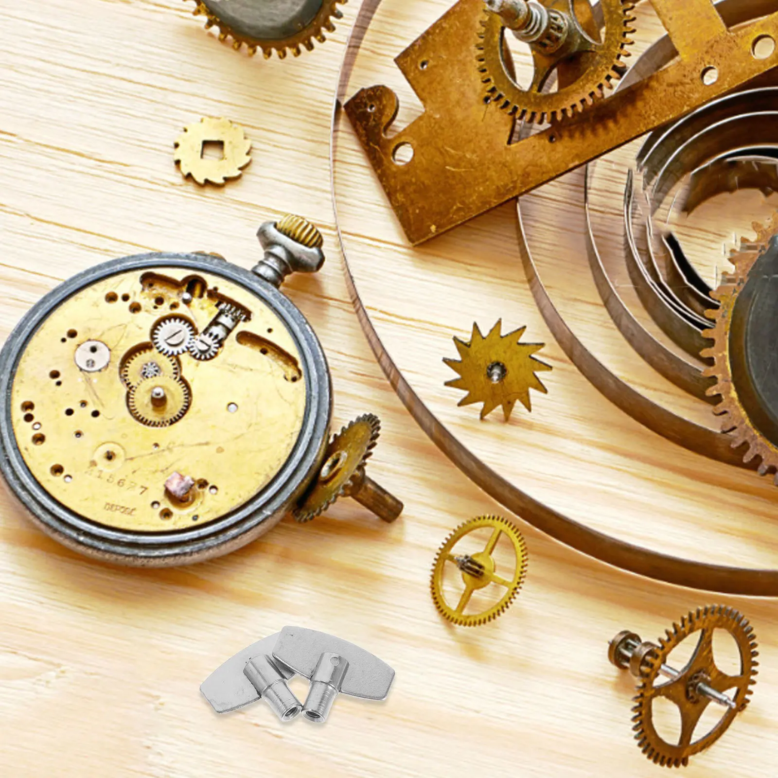 

2pcs Mechanical Alarm Key Silver Universal Winding Key Set For Clock Repair Tools Vintage Clock Accessories Wind-Up Chain Tool