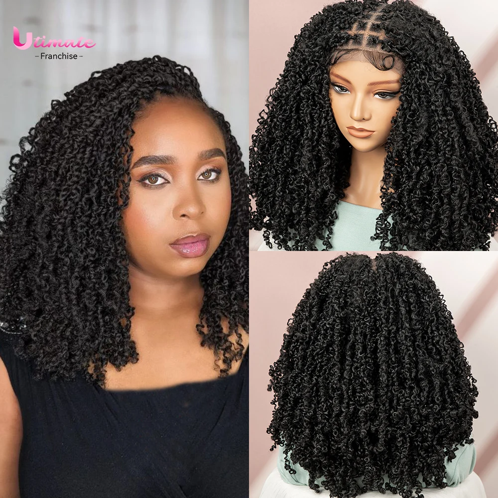 Passion Braided Wigs Synthetic Yanki Twist Full Lace Box Braids Wig with Baby Hair Knotless Twist Braids Wig For Black Women
