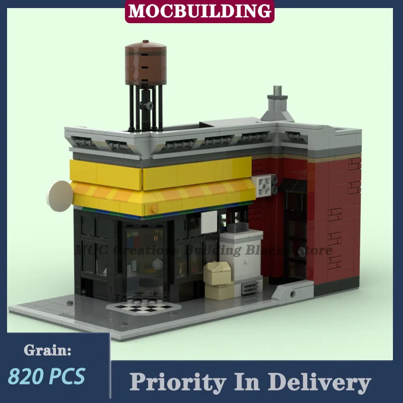 MOC City Apartment Complex Architecture Movie Deli Grocery Model Building Blocks Assembly Room Collection Toys Gifts