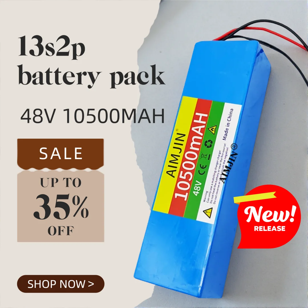 

10.5Ah High Power 48V Electric Car Motorcycle DIY Battery 13S2P 18650 Battery Pack for Electric Vehicles