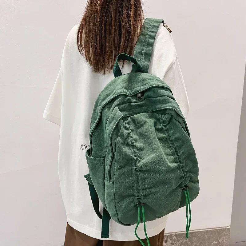 Solid Color Nylon 2024 New Product Backpack Soft Handle Zipper Casual Backpack Air Cushion Belt Softback Designer Handbag