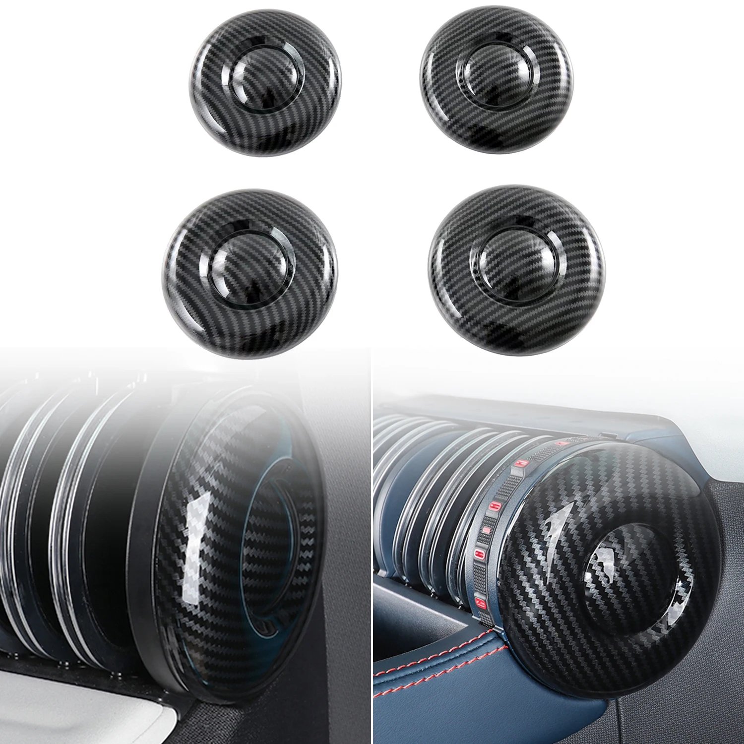 

Car Accessories For BYD Atto 3 Yuan Plus 2022 2023 ABS Carbon Fiber Printed Interior Middle & Side Air Vent Cover Trim 4pcs