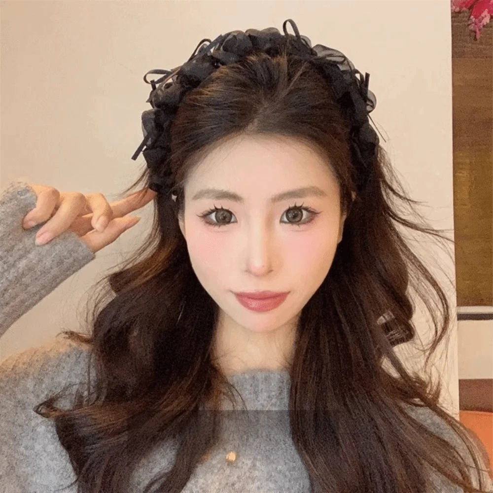 ที่คาดผมผู้หญิงแบบลูกไม้ตาข่าย ดีไซน์หรูหรา กันลื่น โบว์จีบ ถักเปีย พร้อมซี่หวีในตัว อุปกรณ์เสริมผม
