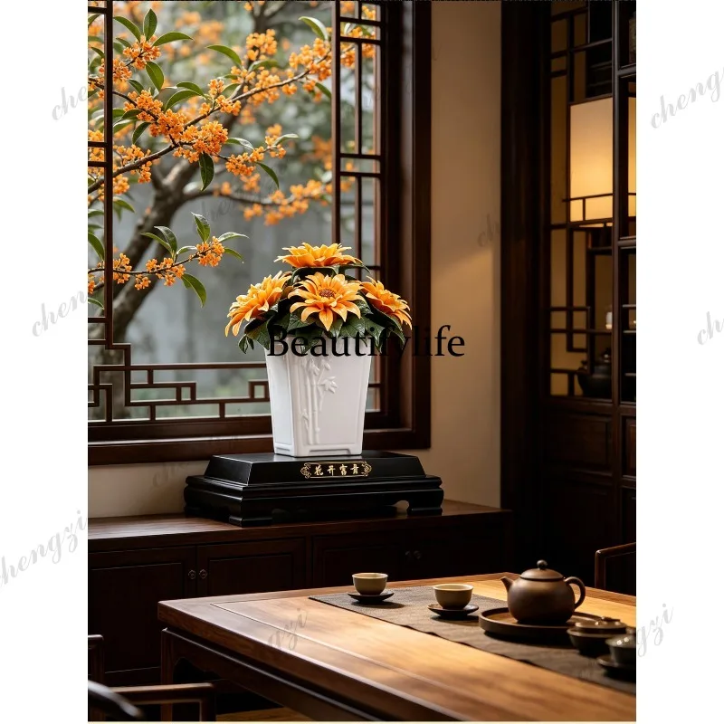 Ceramic sunflower flower simulation ornament housewarming gift living room decoration ornament