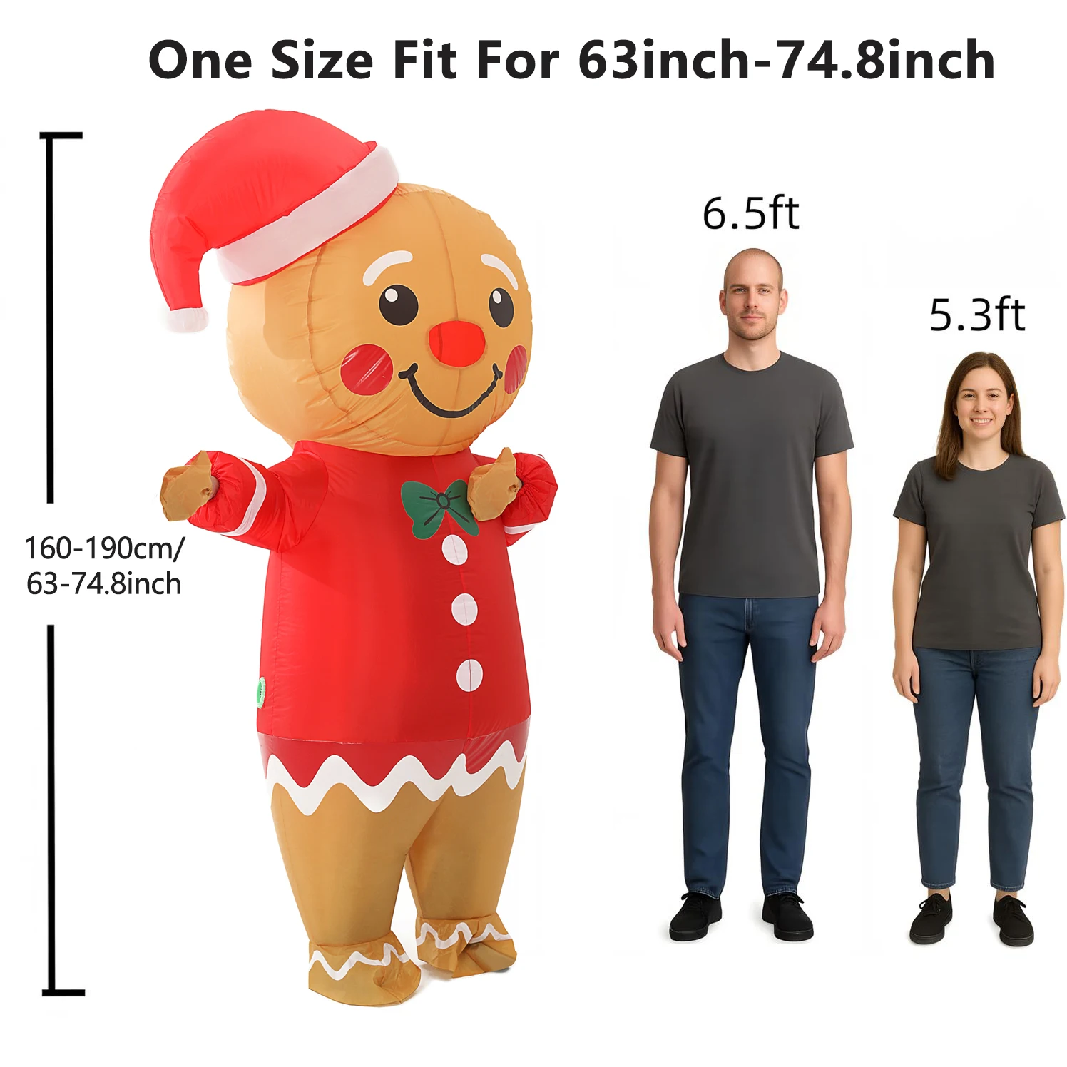 نفخ الزنجبيل رجل زي الكبار تفجير عيد الميلاد مضحك البدلة تأثيري كرنفال لعب الأدوار ملابس الهالوين