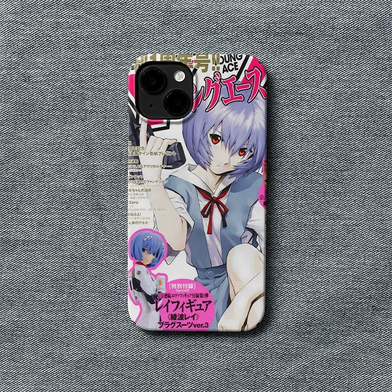 Clmj revista japonesa menina a-ayanamis reis capa de telefone para iphone 16 15 14 13 12 11 pro max xsmax plus brilhante hd capa dura para pc
