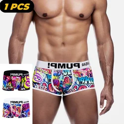 1PCS MP Sexy Underwear Men Boxershorts Low Waist Bikini Man Boxer Shorts Funny Graffiti Men Trunks Gay Men Underwear Boxer MP225