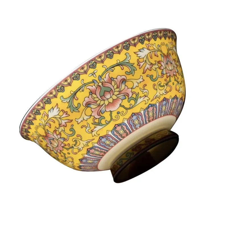 

Dishes and dishes set Household, high-end enamel color tableware, Chinese court hotel light luxury bone china tableware set