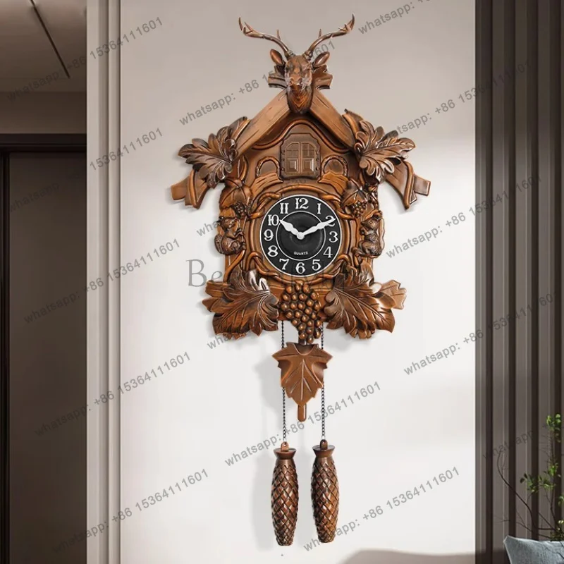Wall Clock Aesthetic Cuckoo Clocks Retro Wall Watch Decorative Watches Luxury Living Room Ornaments Elegant Home Decoration