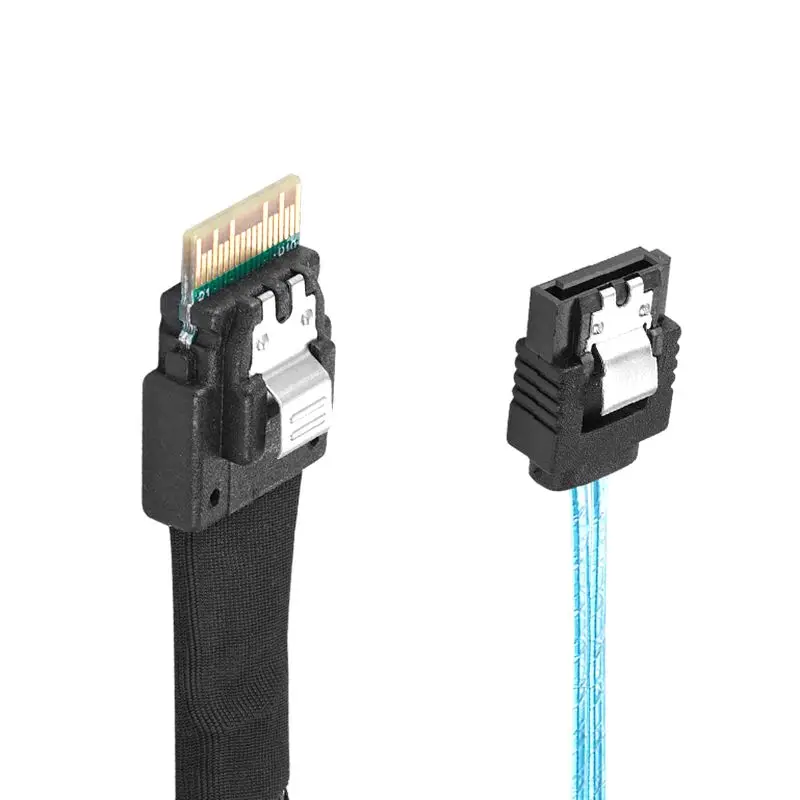 SF-103 Built-In Slim SAS SFF-8654 คู่ 4 SATA 7Pin Server Disk Array Cable 0.5m 1m