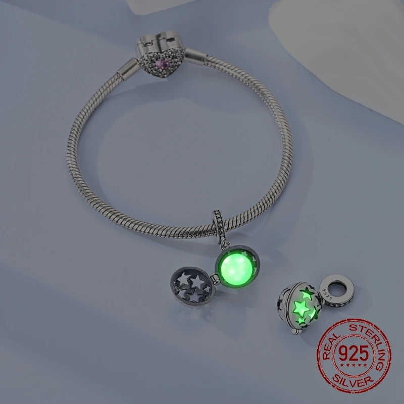 حار بيع مضيئة ستار سحر 925 فضة الشمس القمر الساعة الرملية استرخى قلادة صالح الإسورة سوار قلادة DIY مجوهرات #4