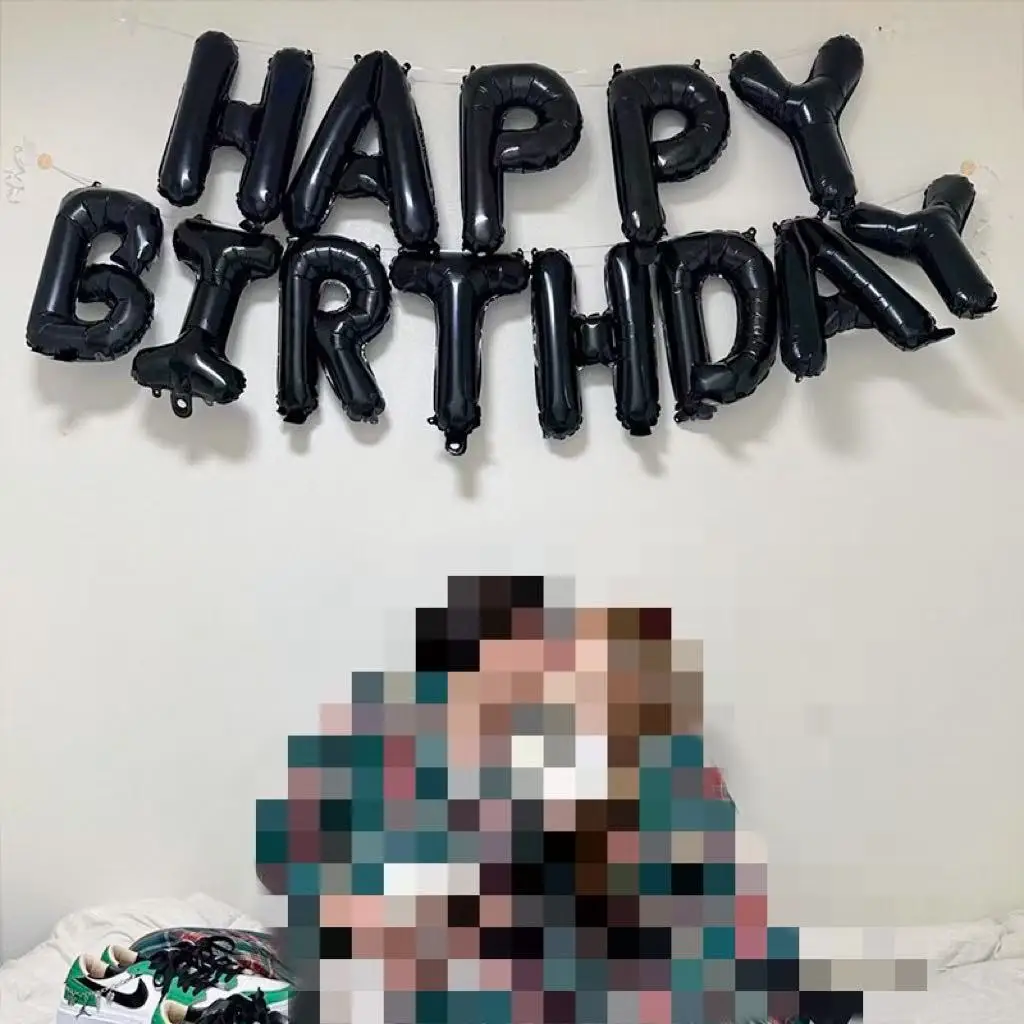 

13pc Happy Birthday Balloons Party Decoration Black Letter Foil Ballons Set For Boys Like Disposable Tableware set