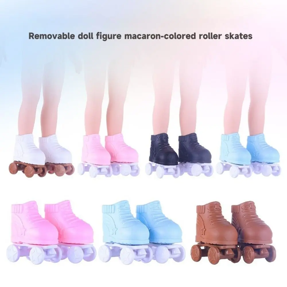 1 Pair Removable Figure Roll Skates Fits Foot Soles 4x3cm PVC Mini Roller Skates 1/6 Skating Shoes For Paula /Salon /Mia