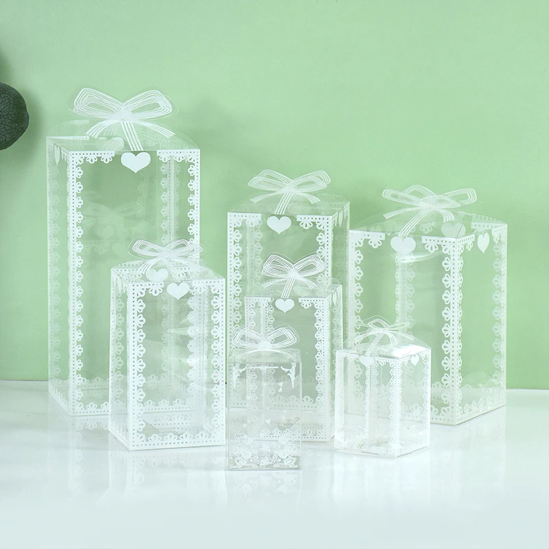 

5pcs Clear PVC Box Wedding Favor Gifts Packaging Boxes Chocolate Jewelry Candy Event Transparent Box for Birthady Party Supplies