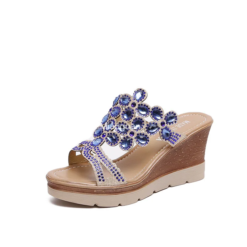 Slippers Platform Ladies Sandals 2024 Summer Platform Rome Style Simply Wedge High Heel Sandals Outside Slipper Gold Beach Shoes image 5