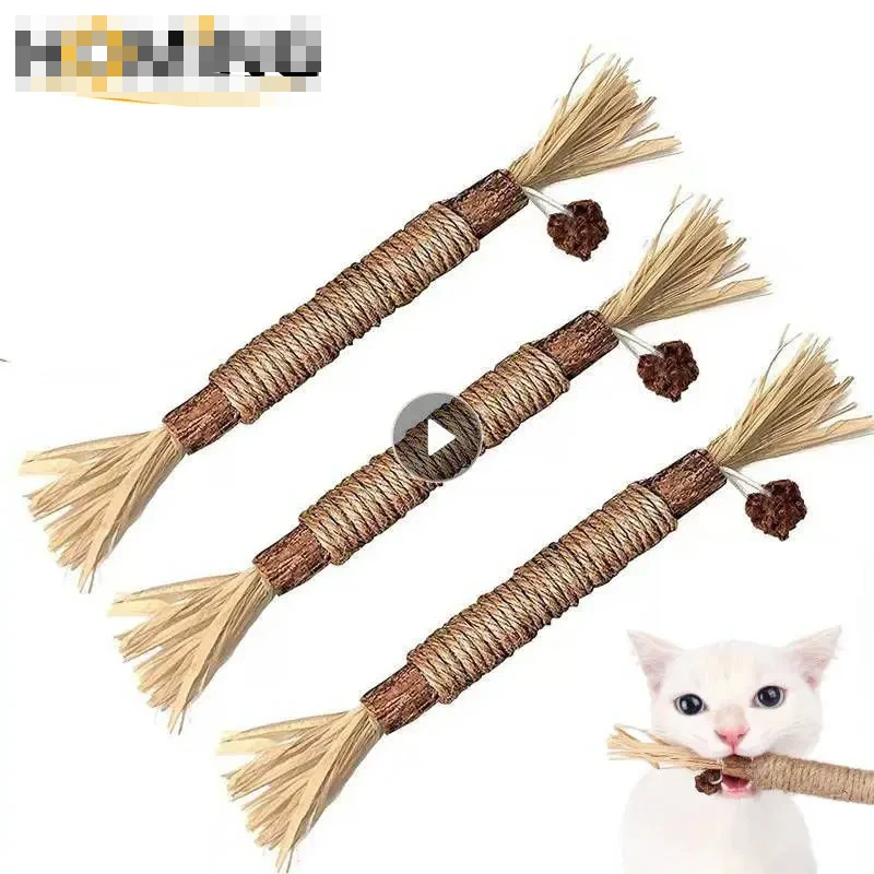 Pet Cat Natural Matatabi Snacks Sticks Wooden Polygonum Stick Lafite Grass Cleaning Tooth Catnip Cat Toys Silvervine Pet Supplie