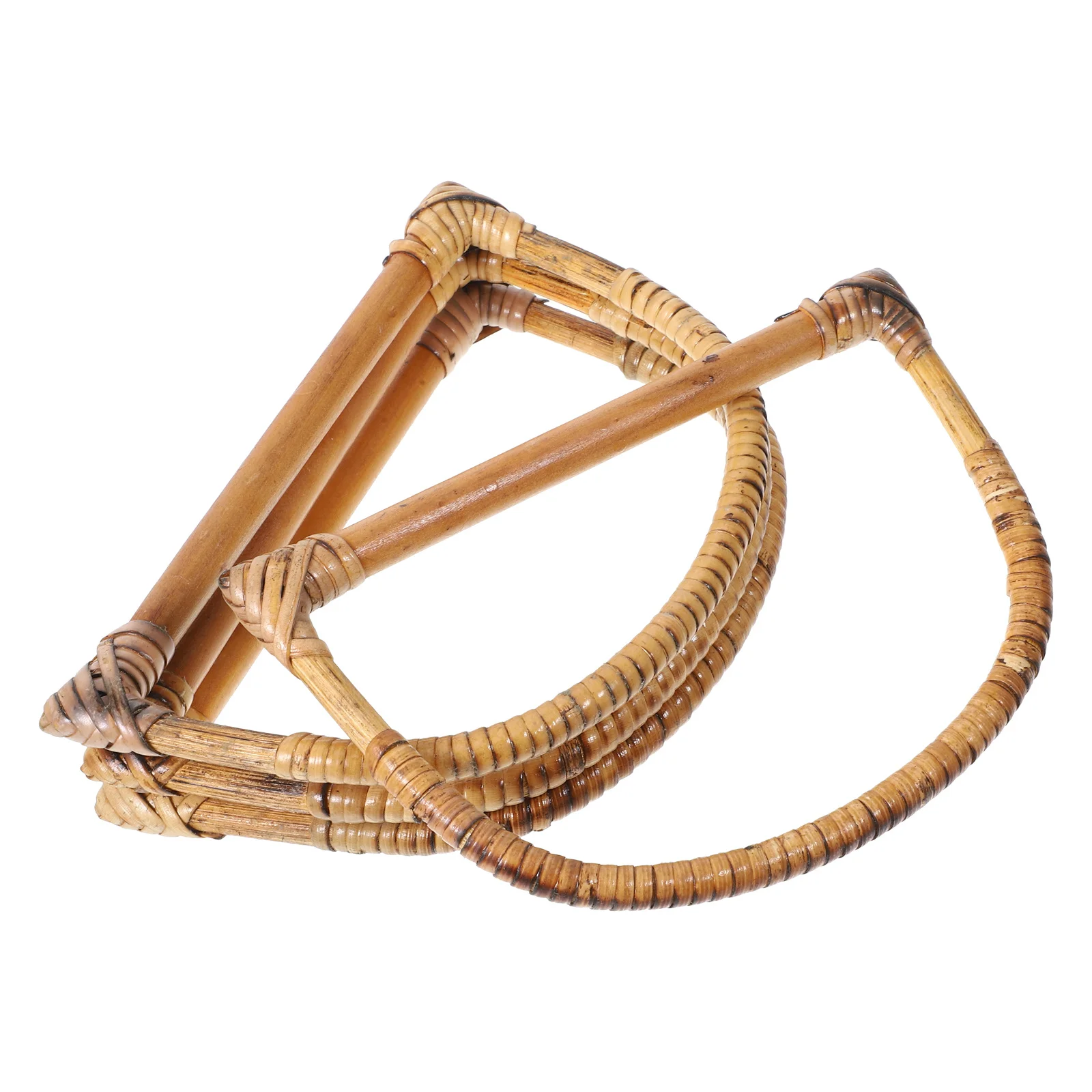 

4Pcs Natural Wood Rattan Handle for Woven Handbag Basket DIY Craft Premium Smooth Sturdy No Deformation Vintage Style Gift