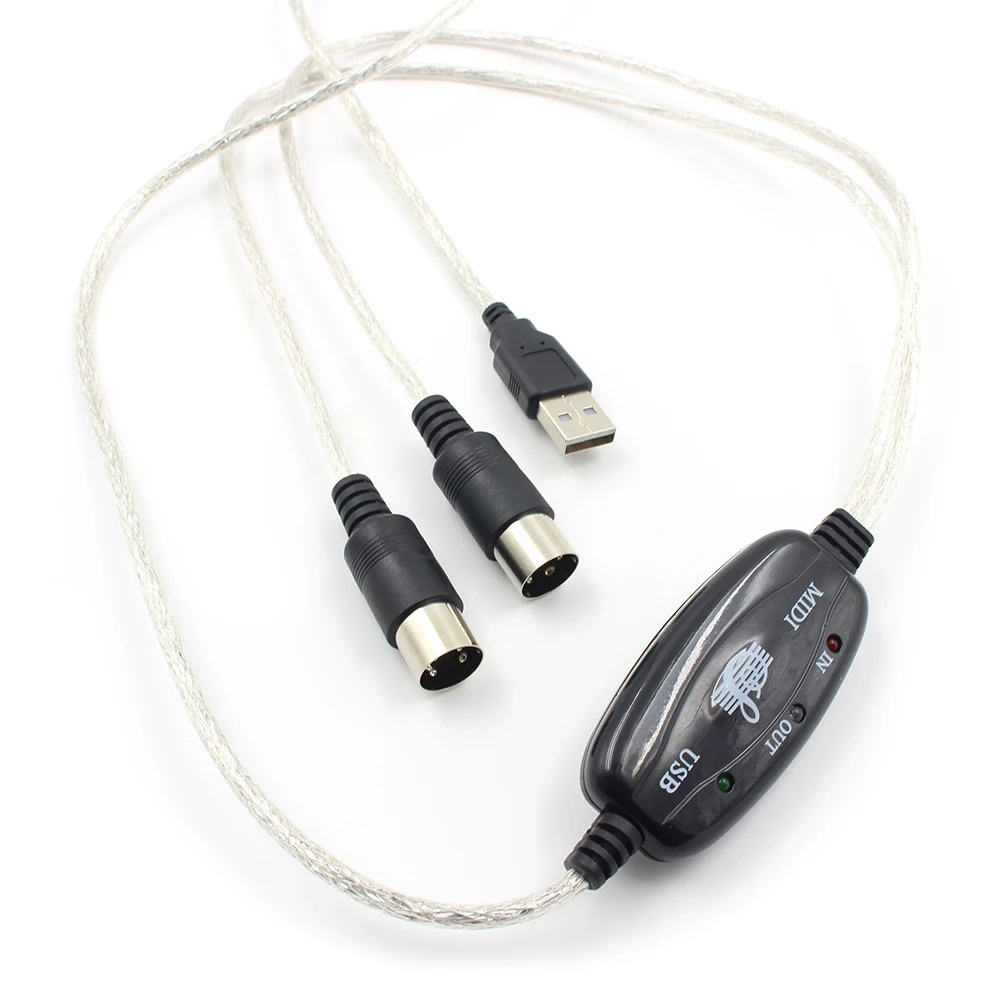 USB MIDI Cable Keyboard to PC Audio Cable USB to MIDI Cable Converter Cord USB IN-OUT MIDI Interface Adapter Accessories