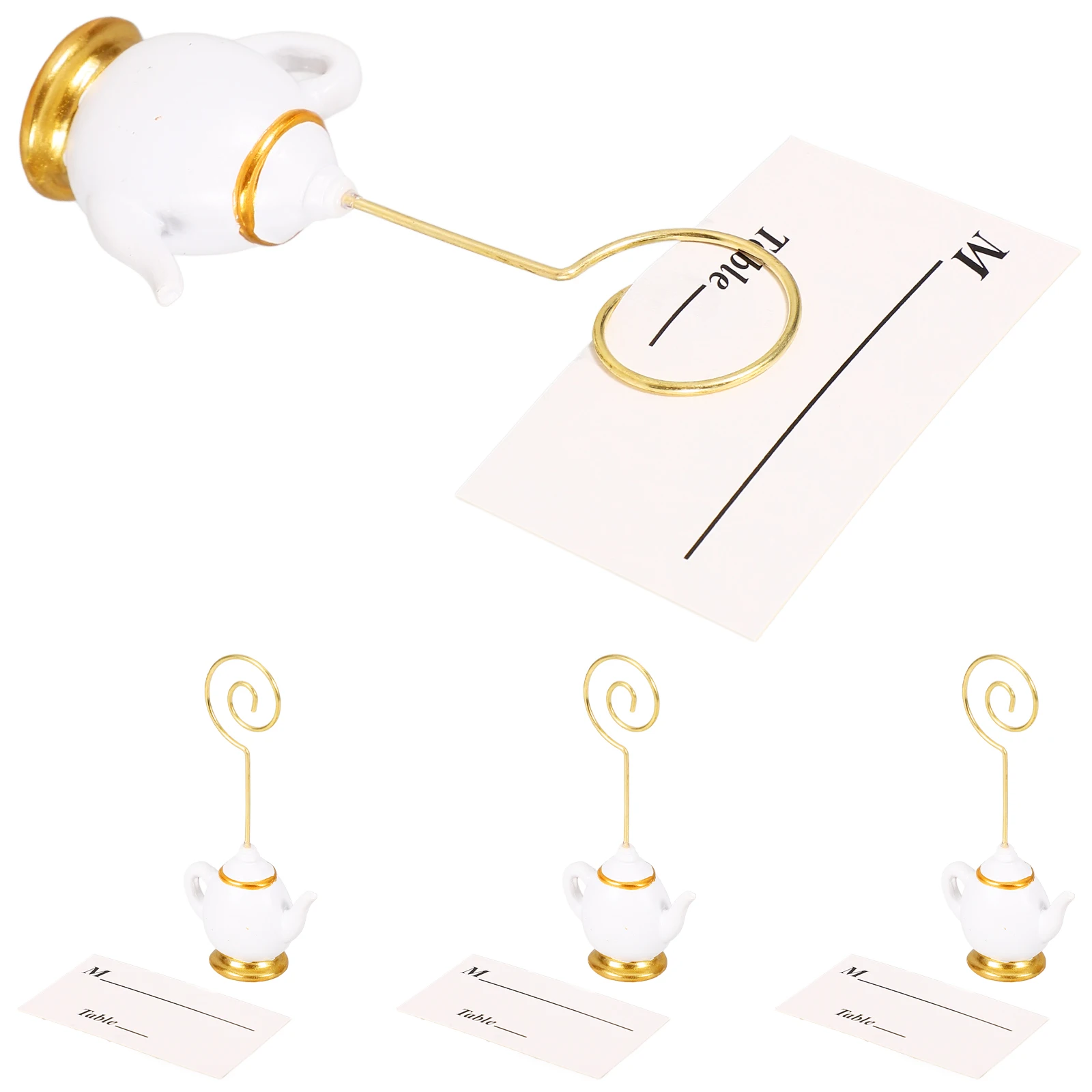 

1 set Tea Pot Card Holders Resin Table Number Place Photo Memo Note Clip Wedding Party Picture Displays Centerpiece Accessories