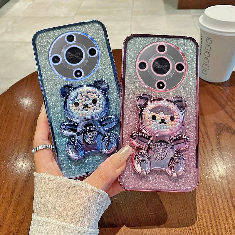 Candy Bear Stand Glitter Phone Case For Huawei Nova Y90 Y91 Y70 Plus Y60 Y61 9Z 11i 8i 7i 3i 5T 12 11 10 9 8 7 6 4 3 Pro Cover