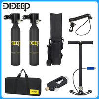 DIDEEP 0.5L Mini Scuba Diving Tank Set, 7-10Mins Underwater Diving Cylinder with Hand Pump，Portable Lungs Gear with Storage bag
