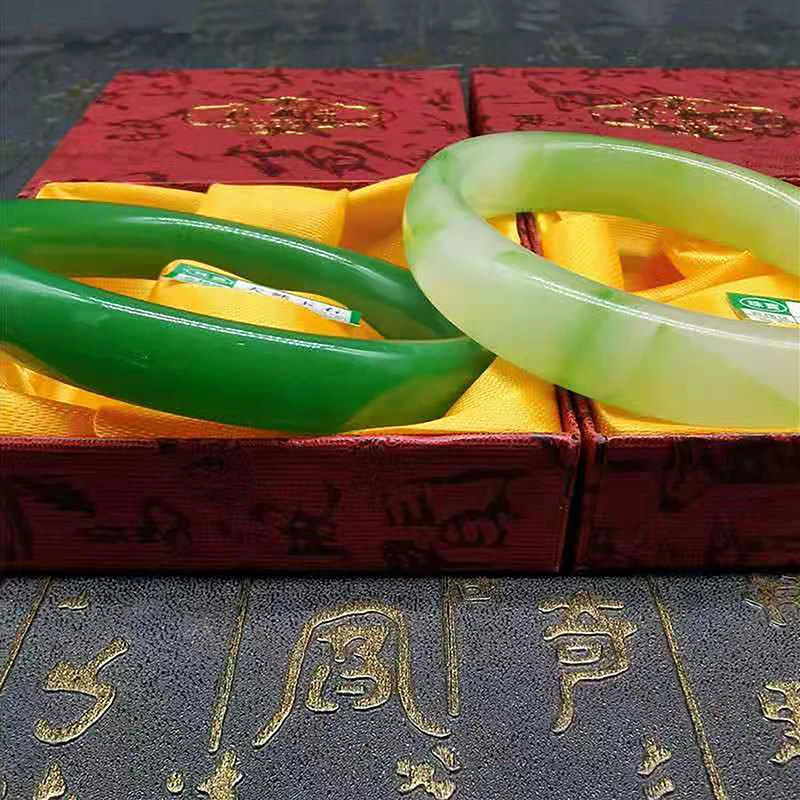 Real Jadeite Natural Ice Green Jade Bangle Luxury Bracelet For Women Gifts Girlfriend