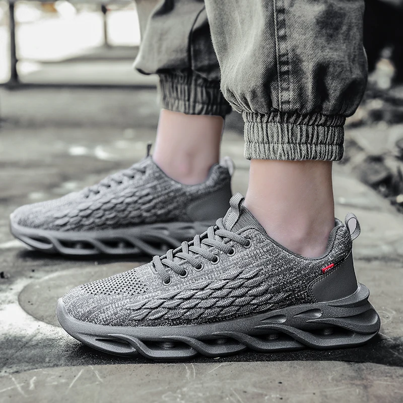 Simple Elastic Slip On Fly Woven Footwear Lightweight Ventilated Surface Anti Skid Bottom All Spring Summer Casual Walking Shoes