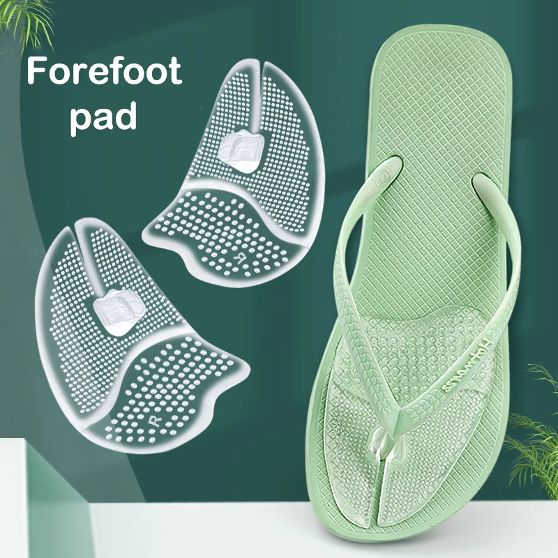 Bantalan sandal Flip flop transparan, 1 pasang pelindung jari kaki Anti slip sisipan depan sol dalam