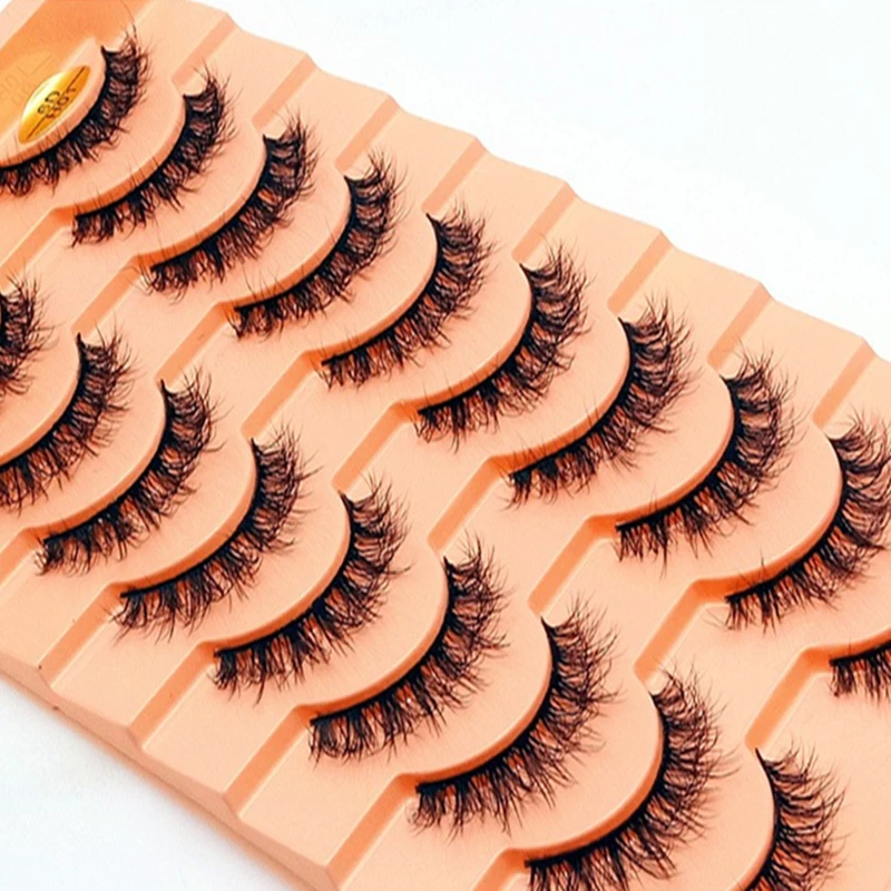 10ペアの厚いつけまつげ6Dカールナチュラルスレンダー誇張されたヨーロッパアメリカンスタイルのアイメイク用