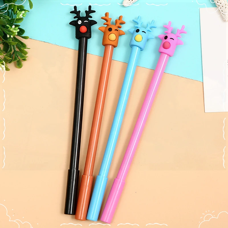 24 Pcs Korean Creative Elk Neutral Pens Set Fresh and Cute Little Deer Pen Student Stationery Writing Supplies