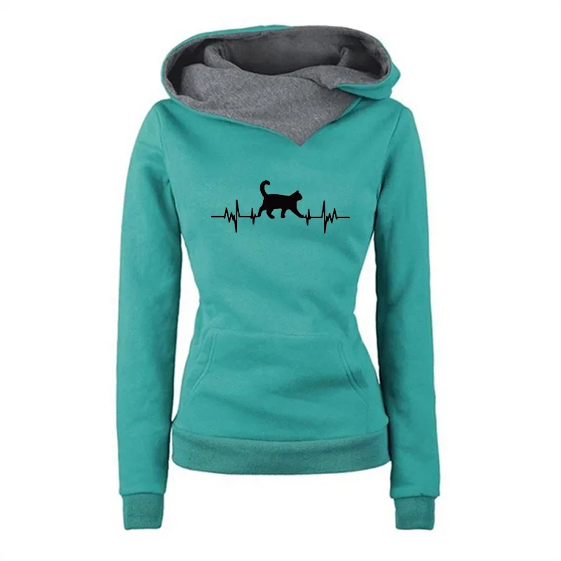 Heißer Verkauf Damen Sweatshirts Herbst Winter Sport Qualität Mode Vielseitige Hoodies Drucken Doppel Kragen Pullover Täglich Im Freien