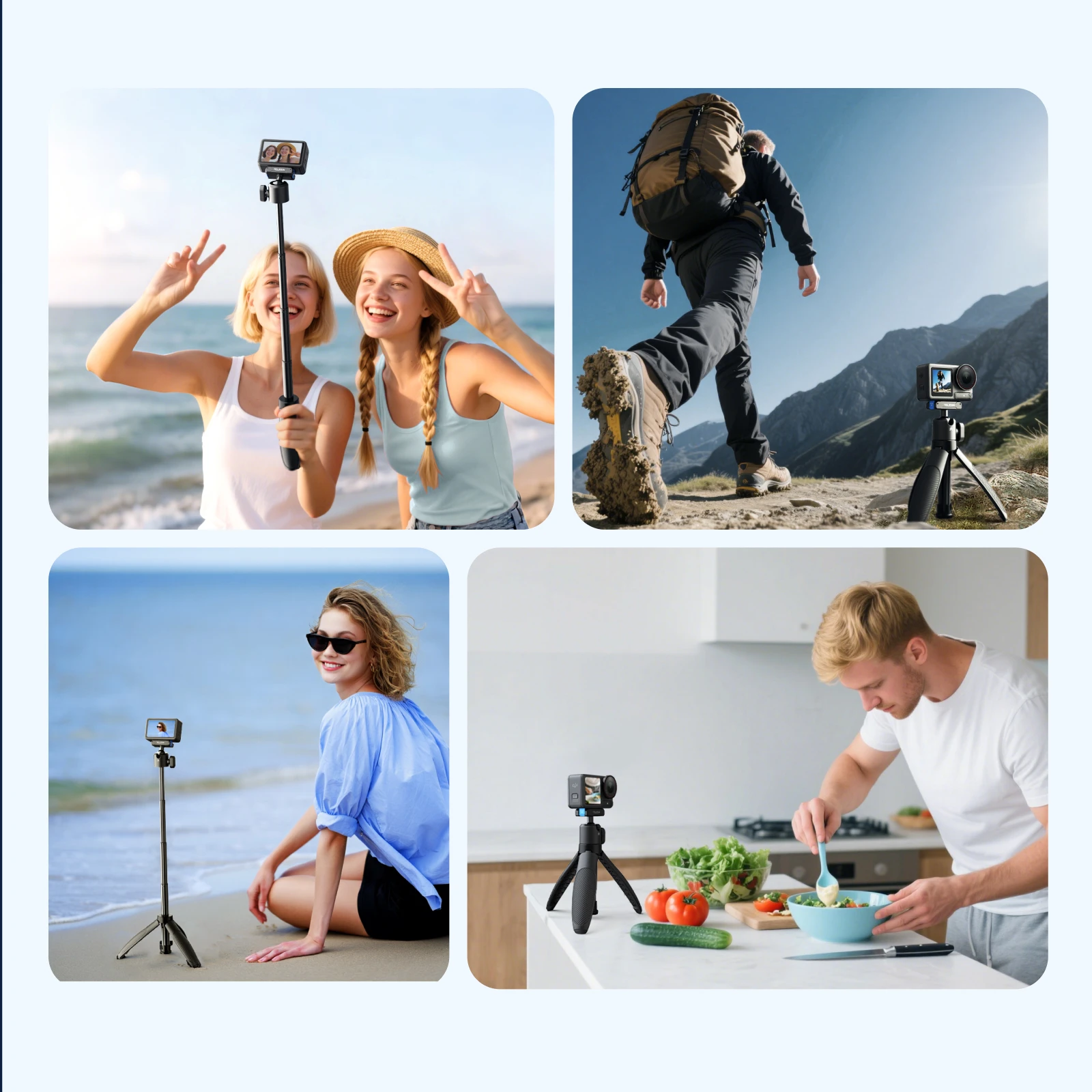 TELESIN Selfie Stick Tripod Portable Quick Release Aluminum Alloy Holder for GoPro 13 GoPro13 DJI Action 5pro 4 Camera Hand Grip
