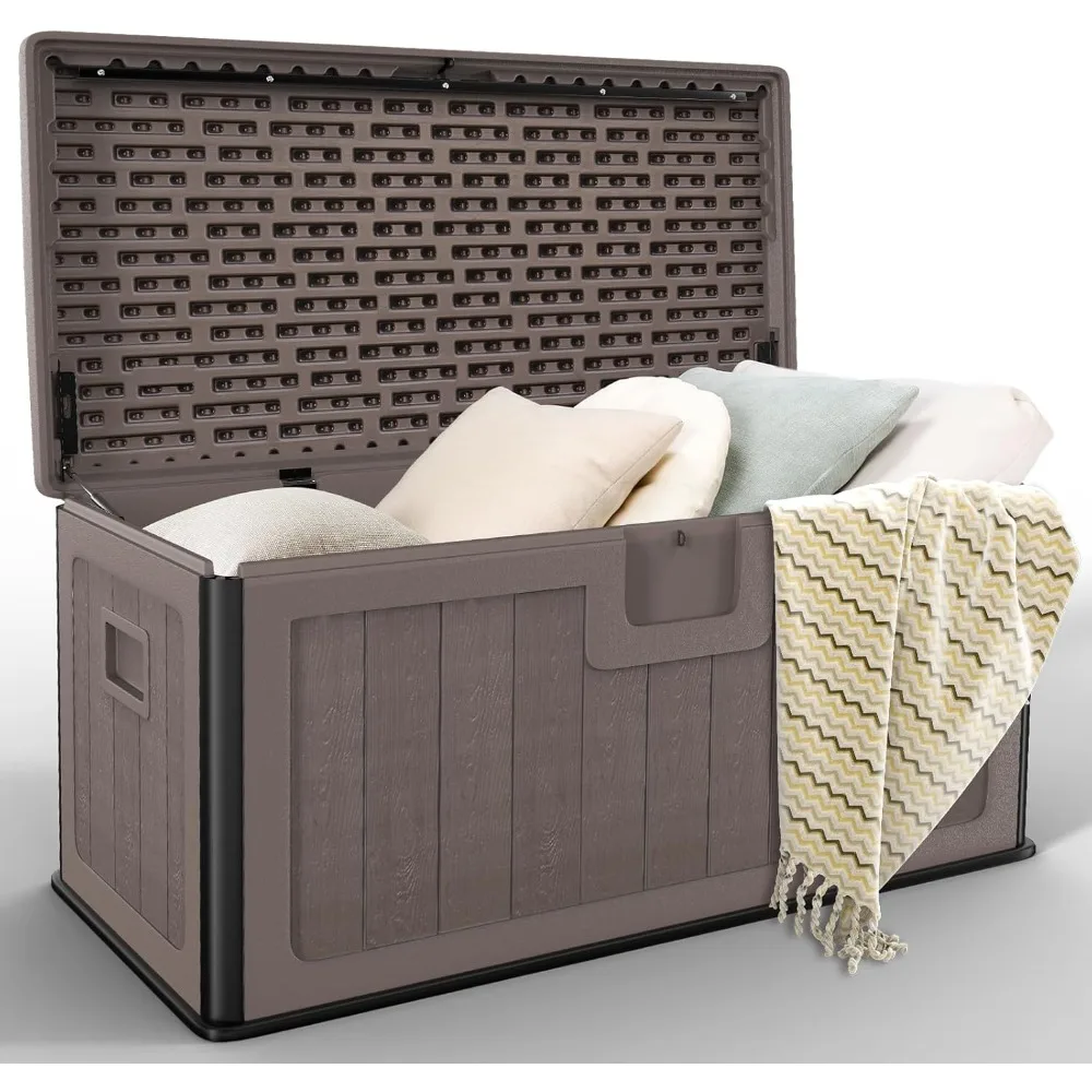 

Outdoor storage compartment, 100 gallon, UV resistant and waterproof double wall structure, lockable storage compartment