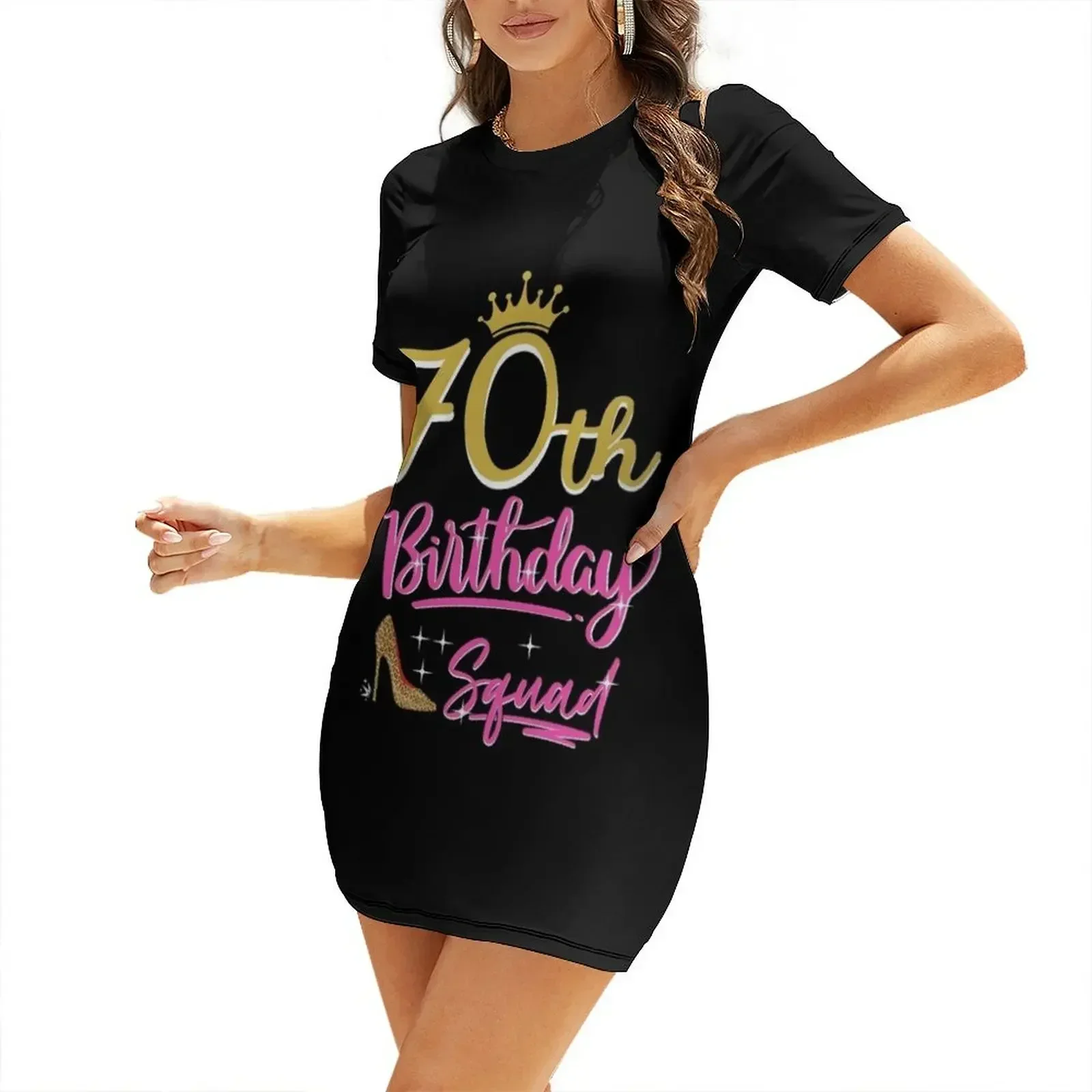 

70th Birthday Squad 70 Years old gift Short-Sleeved Dress Dress for girls Clothing female Women dresses summer