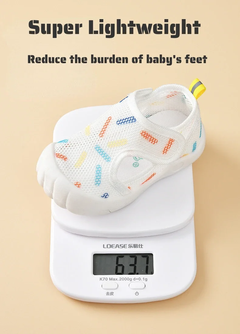 Neue Kleinkind-Babysandalen, atmungsaktives Luftnetz, niedliche Schuhe, 1–4 Jahre, rutschfeste, weiche Sohle, Lauflernschuhe für Kleinkinder, leicht, für den Sommer – Detail 5